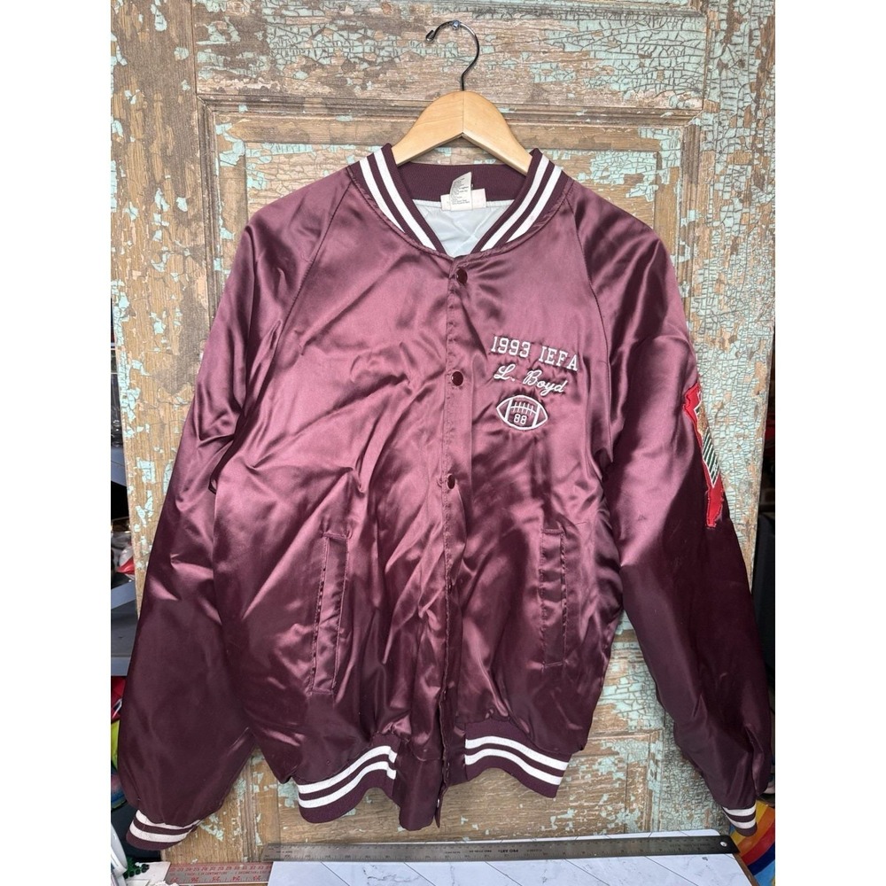 Indiana Champs Football Nylon Jacket Maroon Bears Goonies 90s Large 42-44